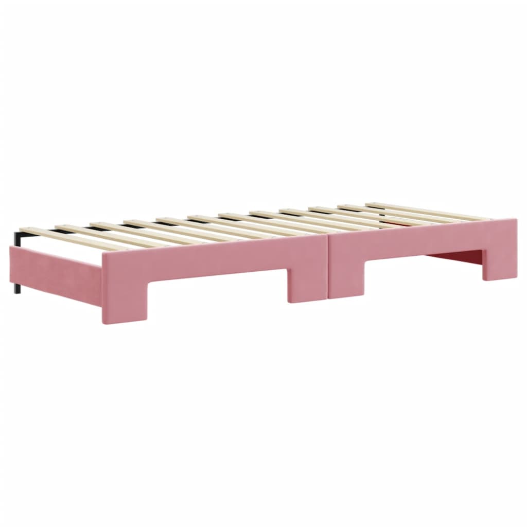 Divano Letto Estraibile con Cassetti Rosa 90x200 cm Velluto - homemem39