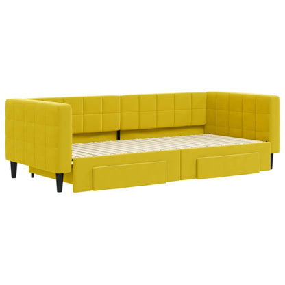 Divano Letto Estraibile con Cassetti Giallo 90x200cm in Velluto - homemem39