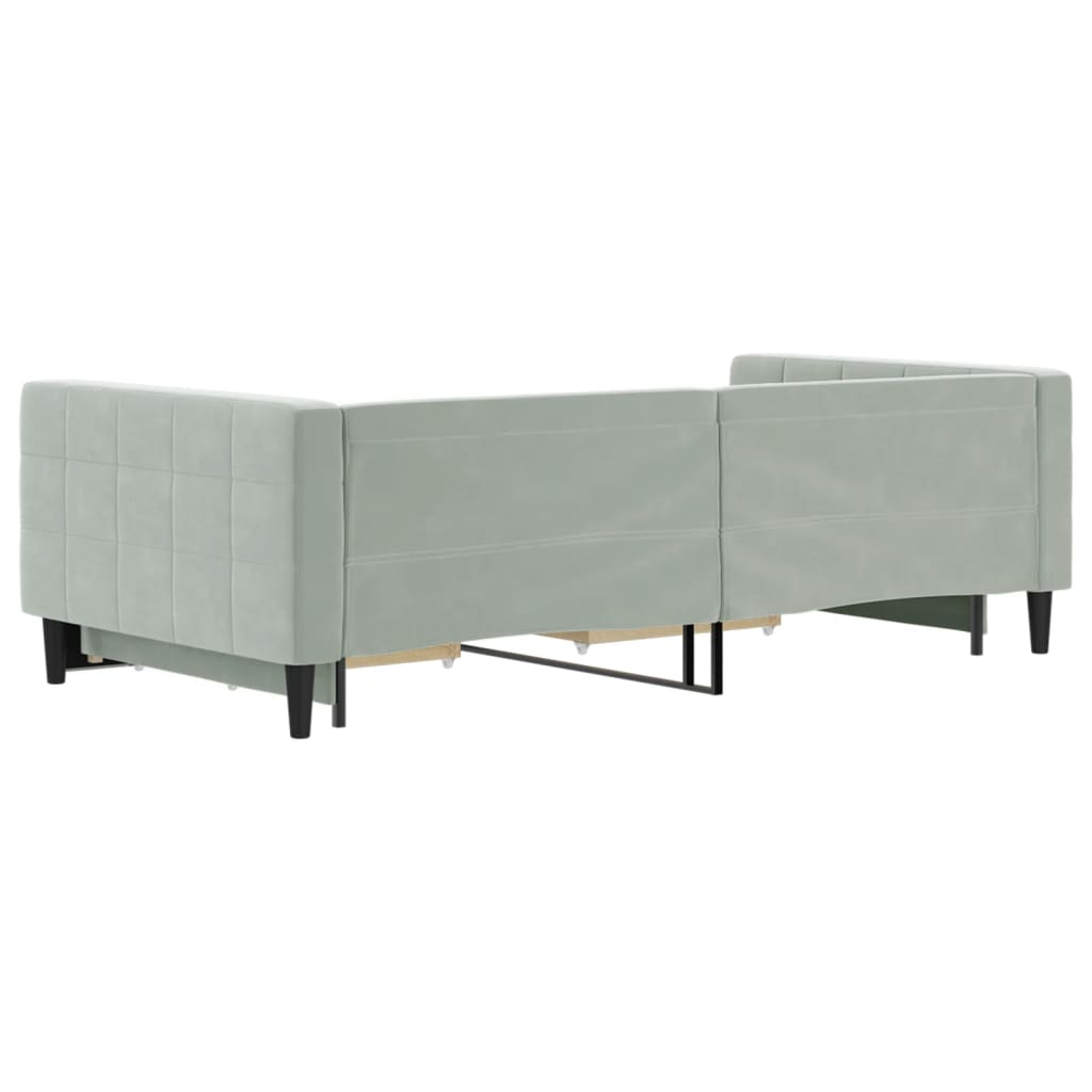 Divano Letto Estraibile Cassetti Grigio Chiaro 100x200 Velluto - homemem39