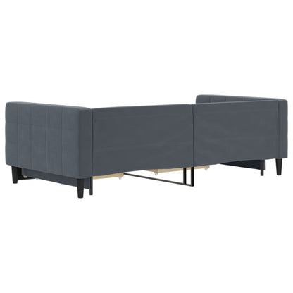 Divano Letto Estraibile Cassetti Grigio Scuro 100x200cm Velluto - homemem39