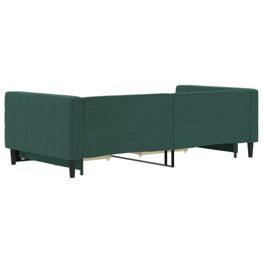 Divano Letto Estraibile Cassetti Verde Scuro 100x200cm Velluto - homemem39