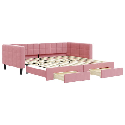 Divano Letto Estraibile con Cassetti Rosa 100x200 cm Velluto - homemem39