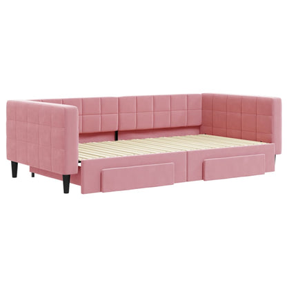 Divano Letto Estraibile con Cassetti Rosa 100x200 cm Velluto - homemem39