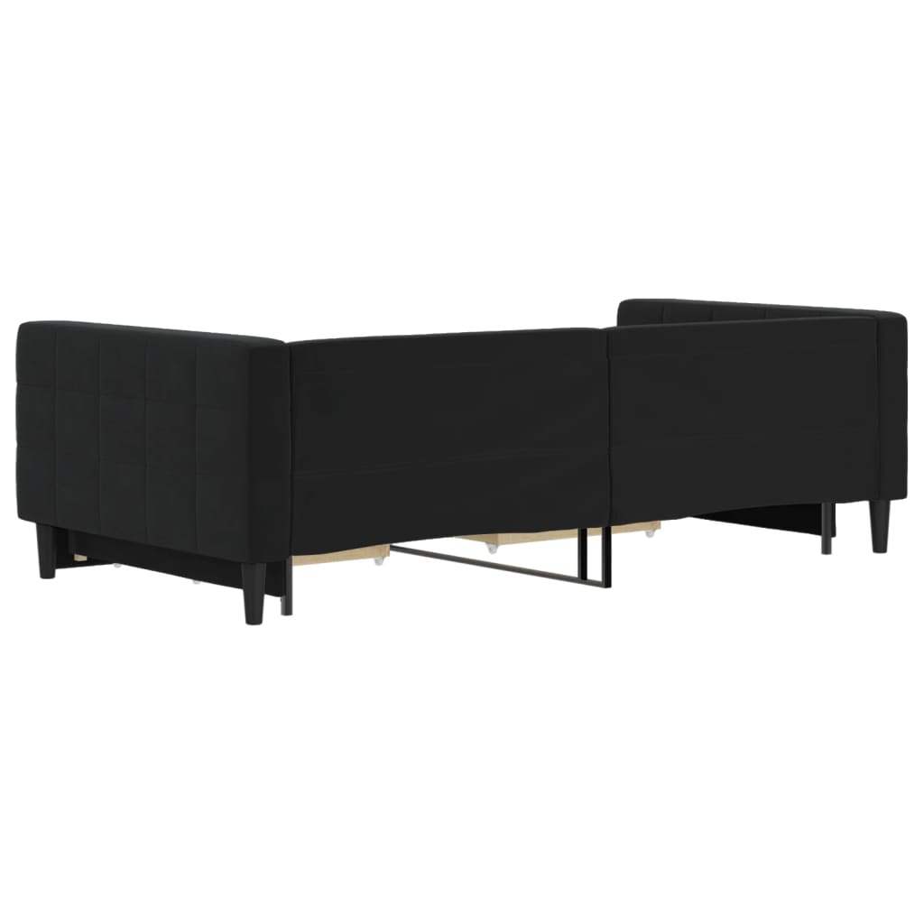 Divano Letto Estraibile con Cassetti Nero 100x200 cm in Velluto - homemem39