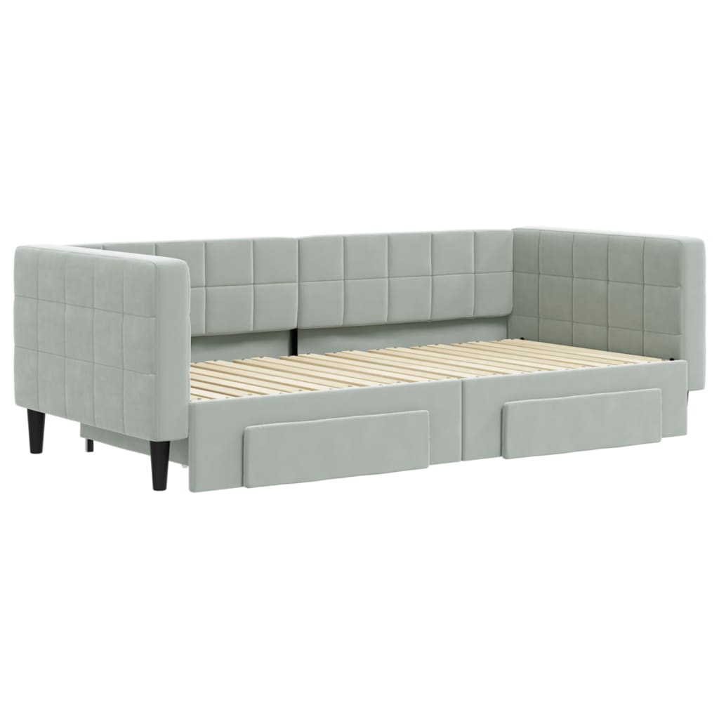 Divano Letto Estraibile Cassetti Grigio Chiaro 90x190cm Velluto - homemem39