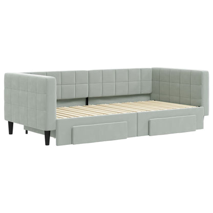 Divano Letto Estraibile Cassetti Grigio Chiaro 90x190cm Velluto - homemem39