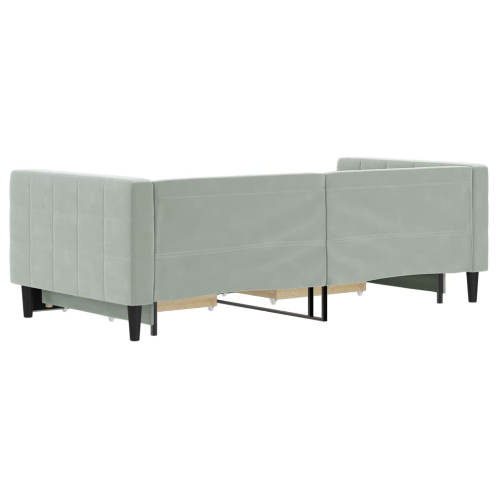 Divano Letto Estraibile Cassetti Grigio Chiaro 90x190cm Velluto - homemem39