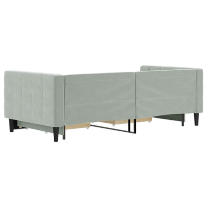 Divano Letto Estraibile Cassetti Grigio Chiaro 90x190cm Velluto - homemem39