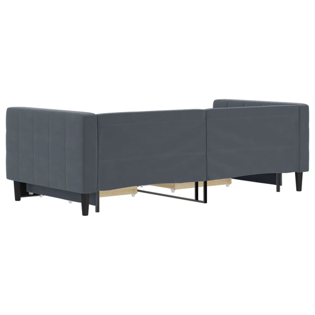 Divano Letto Estraibile Cassetti Grigio Scuro 90x190cm Velluto - homemem39