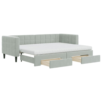 Divano Letto Estraibile Cassetti Grigio Chiaro 80x200cm Velluto - homemem39