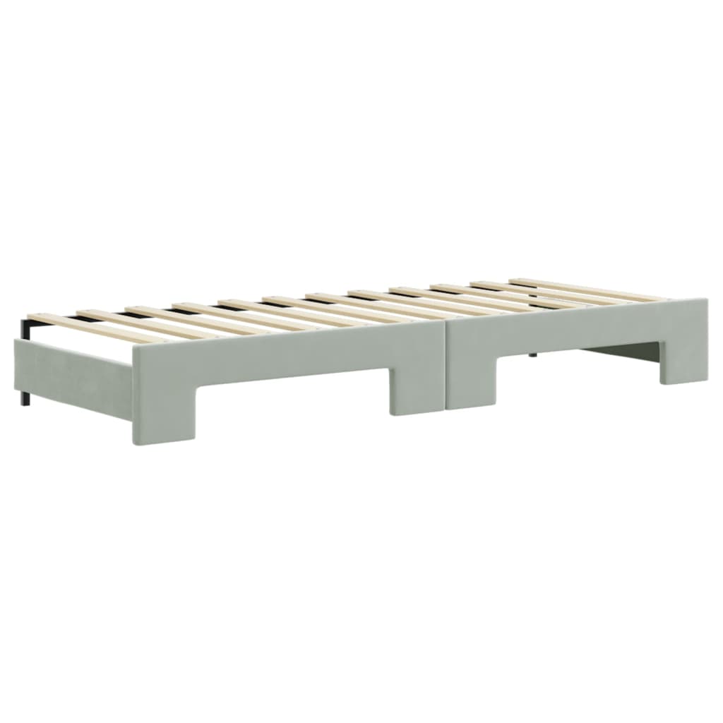 Divano Letto Estraibile Cassetti Grigio Chiaro 80x200cm Velluto - homemem39