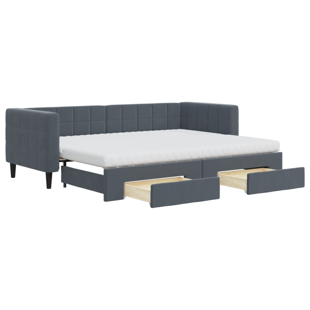 Divano Letto Estraibile Cassetti Grigio Scuro 80x200cm Velluto - homemem39