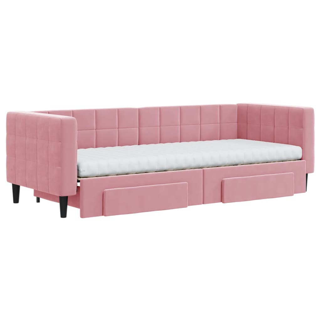 Divano Letto Estraibile con Cassetti Rosa 80x200 cm Velluto - homemem39