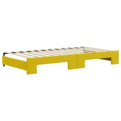 Divano Letto Estraibile con Cassetti Giallo 100x200cm Velluto