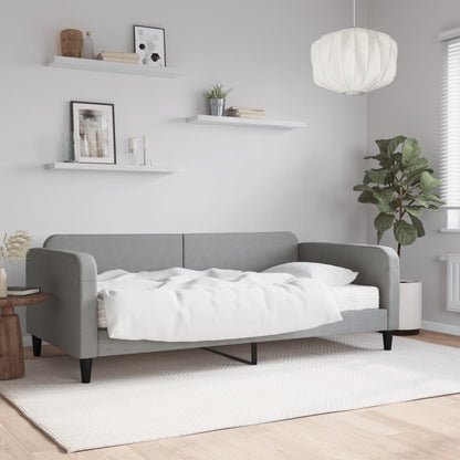 Divano Letto con Materasso Grigio Chiaro 100x200 cm in Tessuto