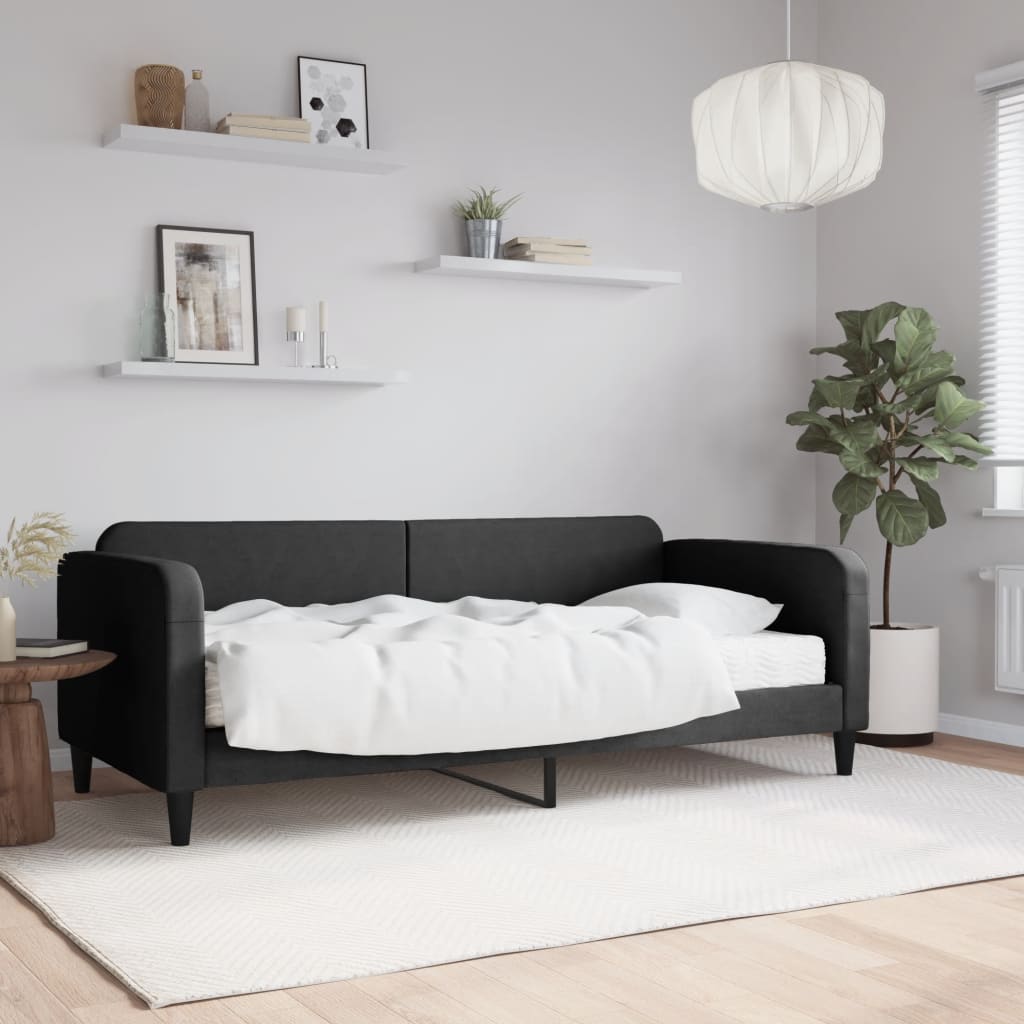 Divano Letto con Materasso Nero 90x190 cm in Tessuto - homemem39
