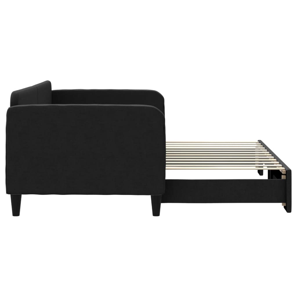 Divano Letto con Letto Estraibile Nero 90x200 cm in Tessuto