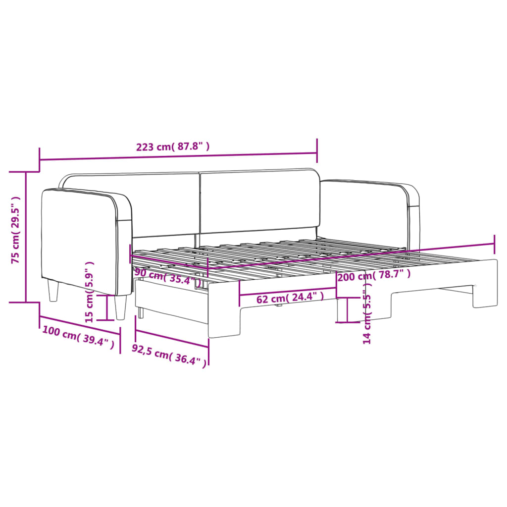 Divano Letto con Letto Estraibile Tortora 90x200 cm in Tessuto
