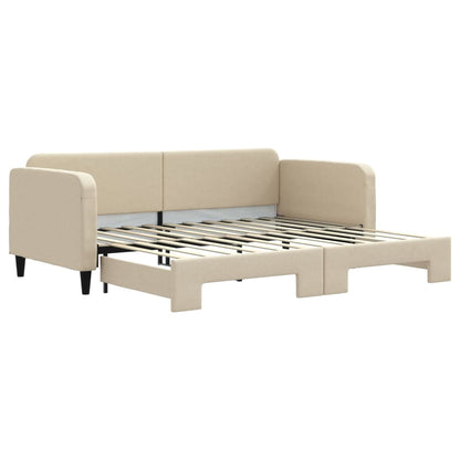 Divano Letto con Letto Estraibile Crema 90x200 cm in Tessuto - homemem39