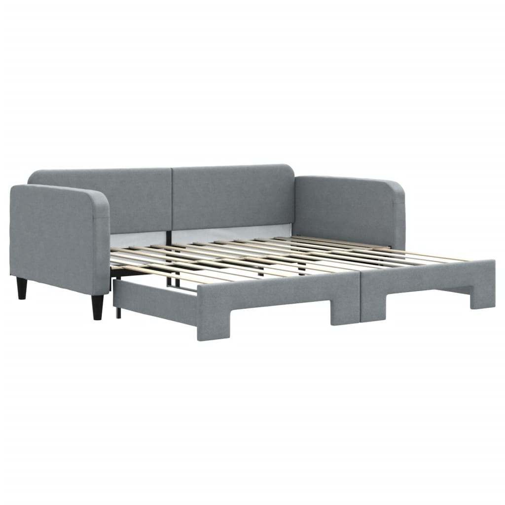 Divano Letto con Letto Estraibile Grigio Chiaro 100x200 Tessuto