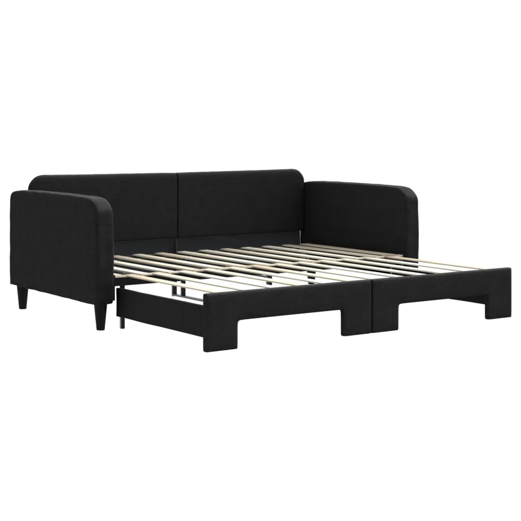 Divano Letto con Letto Estraibile Nero 100x200 cm in Tessuto