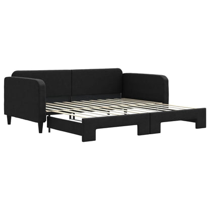 Divano Letto con Letto Estraibile Nero 100x200 cm in Tessuto