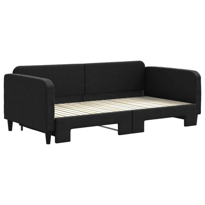 Divano Letto con Letto Estraibile Nero 100x200 cm in Tessuto