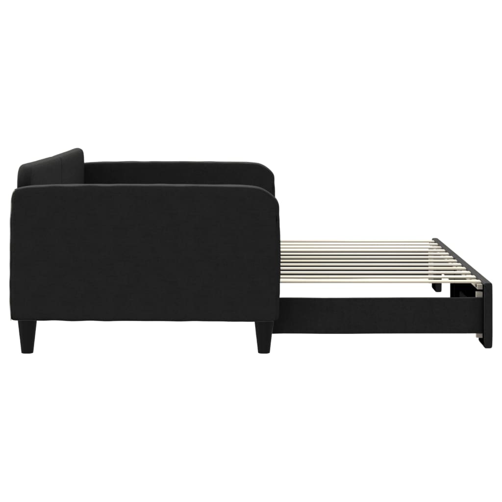 Divano Letto con Letto Estraibile Nero 100x200 cm in Tessuto