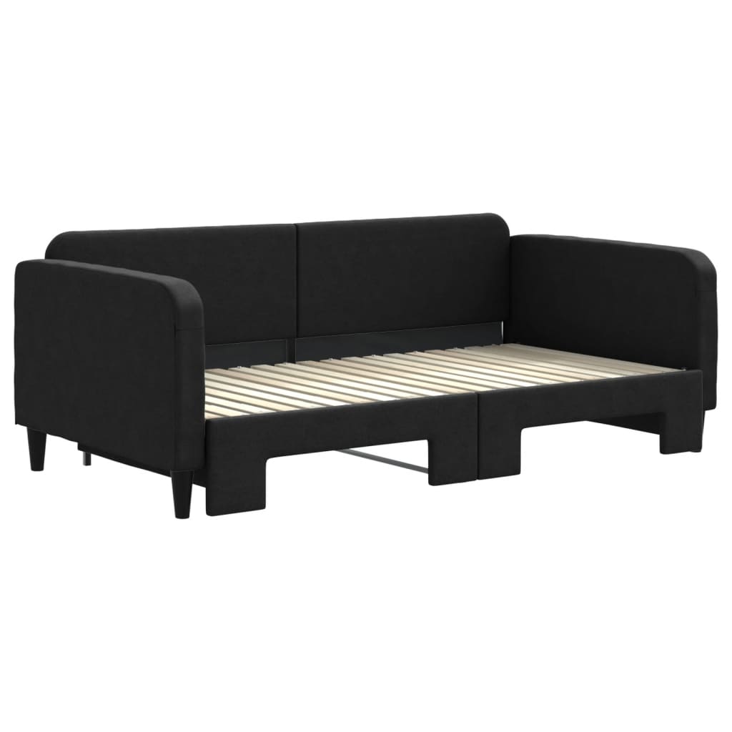 Divano Letto con Letto Estraibile Nero 90x190 cm in Tessuto | homemem39