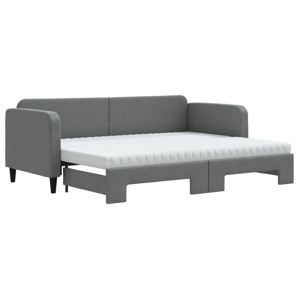 Divano Letto Estraibile Materassi Grigio Scuro 80x200cm Tessuto - homemem39