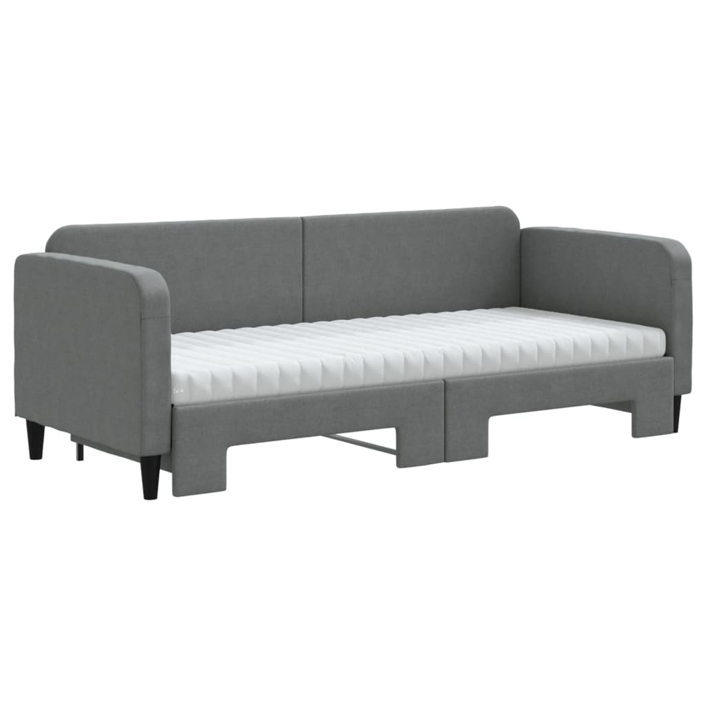 Divano Letto Estraibile Materassi Grigio Scuro 80x200cm Tessuto - homemem39