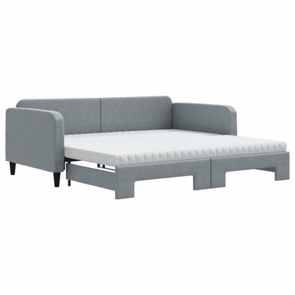 Divano Letto Estraibile Materassi Grigio Chiaro 100x200 Tessuto - homemem39