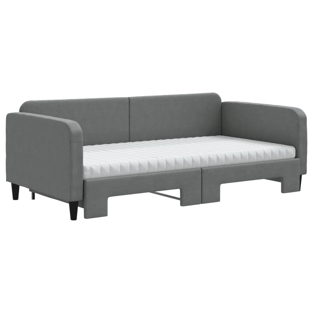 Divano Letto Estraibile Materassi Grigio Scuro 100x200 Tessuto - homemem39