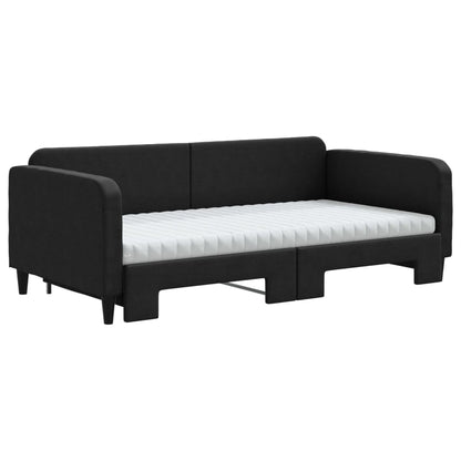 Divano Letto Estraibile con Materassi Nero 100x200 cm Tessuto - homemem39