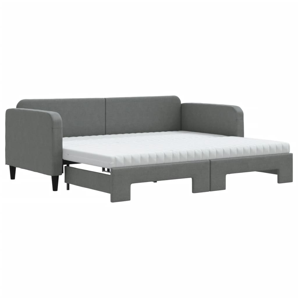 Divano Letto Estraibile Materassi Grigio Scuro 90x190cm Tessuto - homemem39