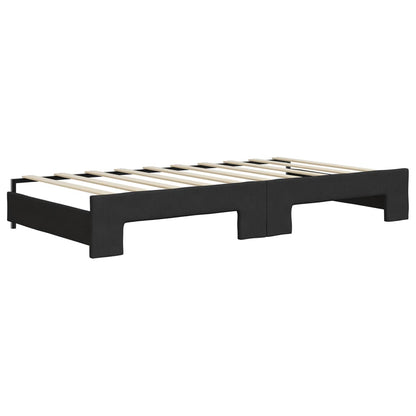 Divano Letto Estraibile con Materassi Nero 90x190 cm in Tessuto