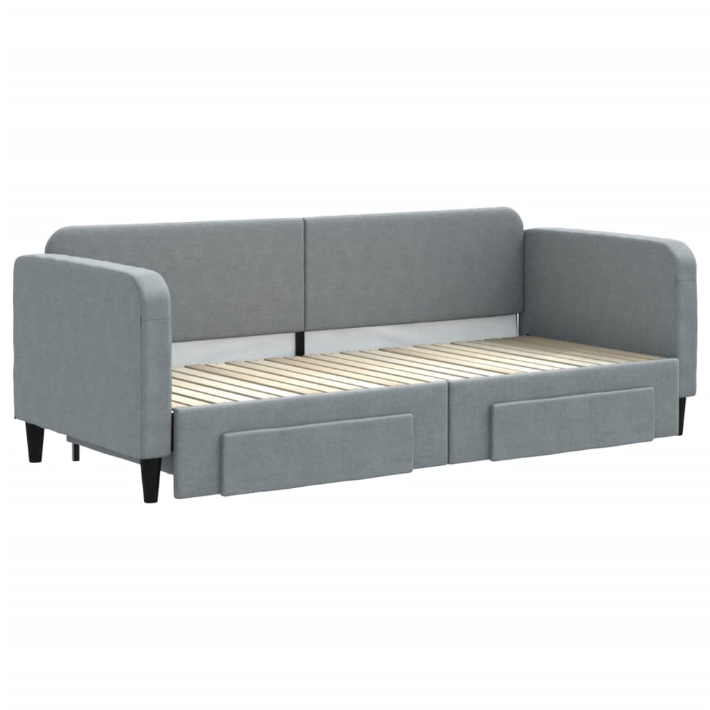 Divano Letto Estraibile Cassetti Grigio Chiaro 80x200cm Tessuto - homemem39