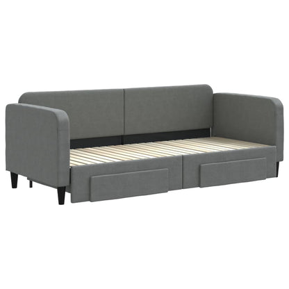 Divano Letto Estraibile Cassetti Grigio Scuro 80x200cm Tessuto - homemem39