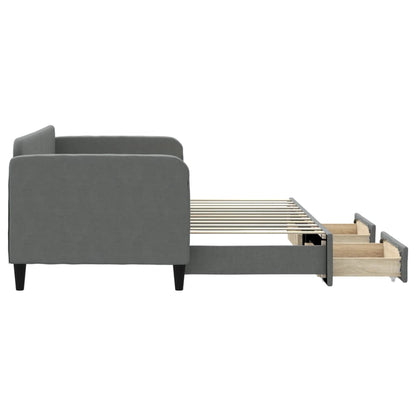 Divano Letto Estraibile Cassetti Grigio Scuro 80x200cm Tessuto