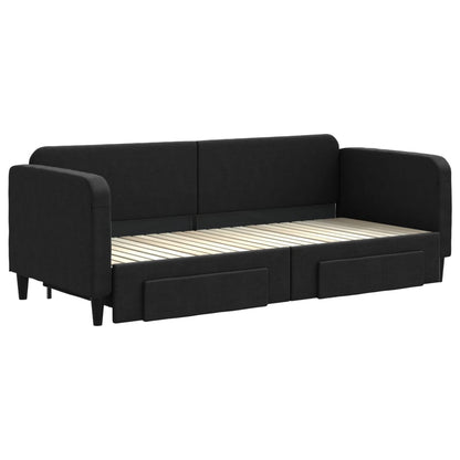 Divano Letto Estraibile con Cassetti Nero 80x200 cm in Tessuto - homemem39