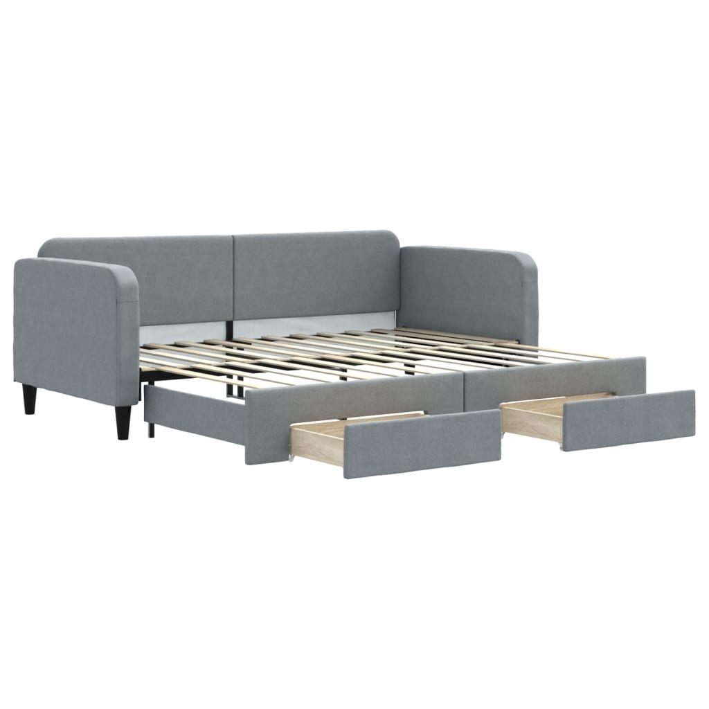Divano Letto Estraibile Cassetti Grigio Chiaro 90x200cm Tessuto - homemem39