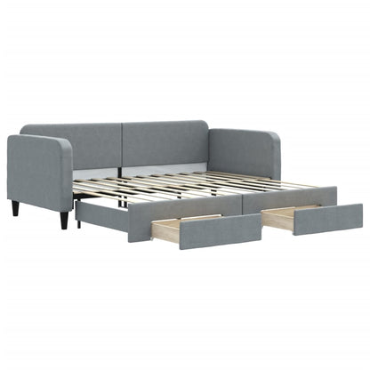 Divano Letto Estraibile Cassetti Grigio Chiaro 90x200cm Tessuto - homemem39