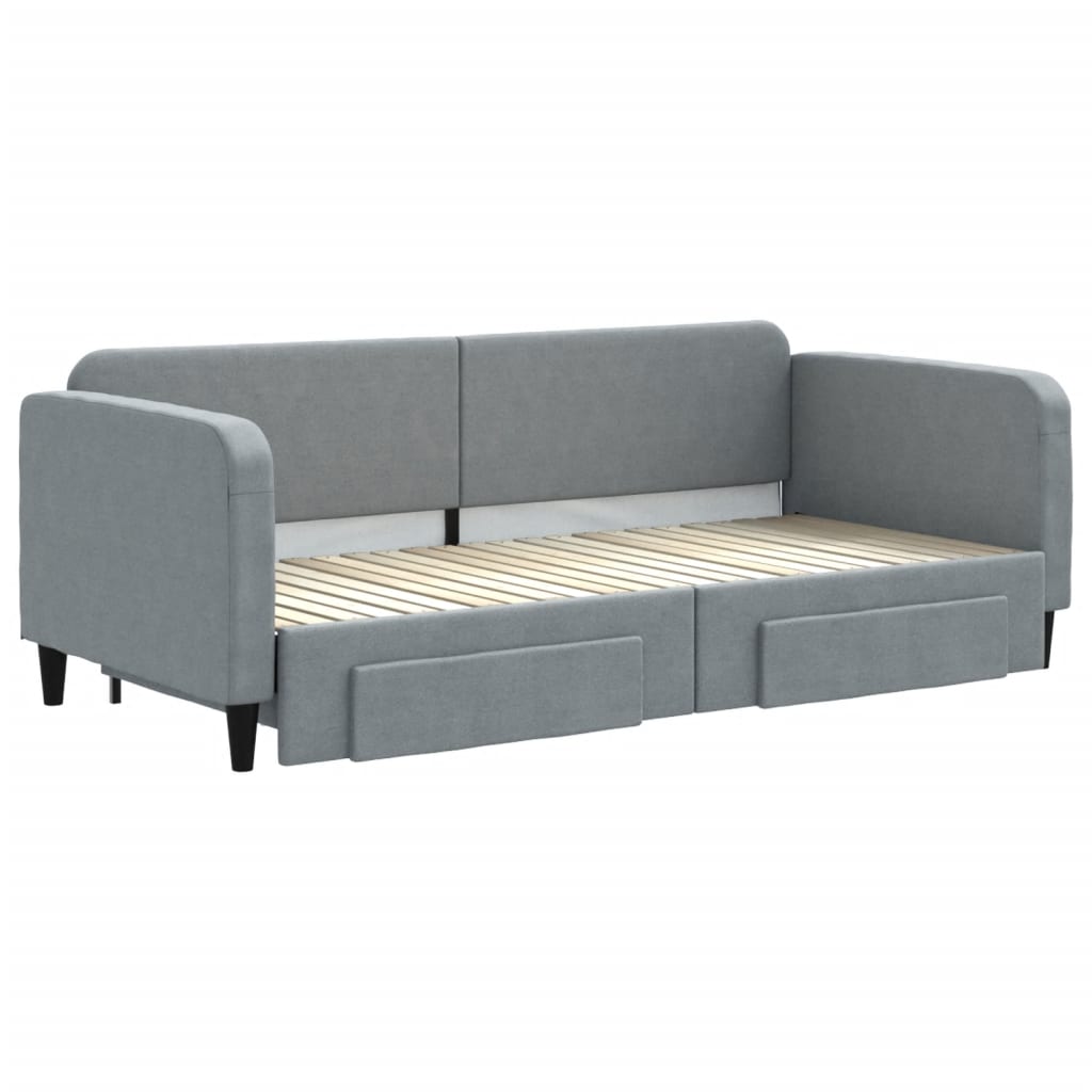 Divano Letto Estraibile Cassetti Grigio Chiaro 90x200cm Tessuto - homemem39