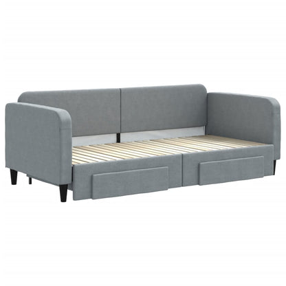 Divano Letto Estraibile Cassetti Grigio Chiaro 90x200cm Tessuto - homemem39