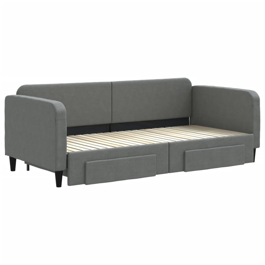 Divano Letto Estraibile Cassetti Grigio Scuro 90x200cm Tessuto - homemem39