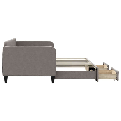 Divano Letto Estraibile con Cassetti Tortora 90x200 cm Tessuto