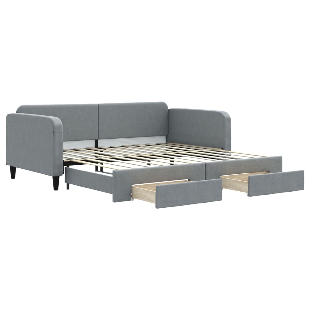 Divano Letto Estraibile Cassetti Grigio Chiaro 100x200 Tessuto - homemem39