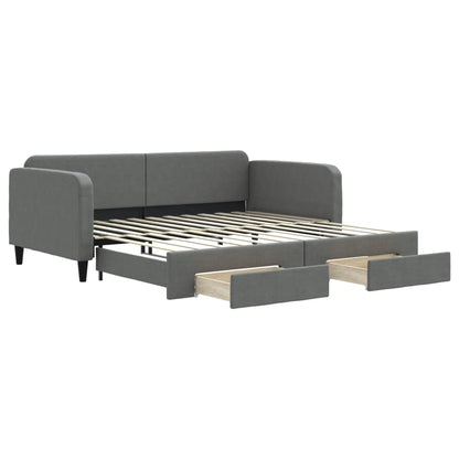 Divano Letto Estraibile Cassetti Grigio Scuro 100x200cm Tessuto - homemem39