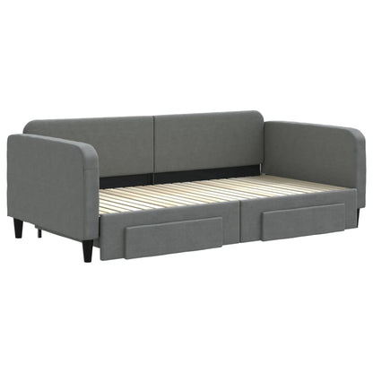 Divano Letto Estraibile Cassetti Grigio Scuro 100x200cm Tessuto - homemem39