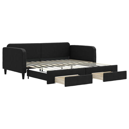 Divano Letto Estraibile con Cassetti Nero 100x200 cm in Tessuto - homemem39